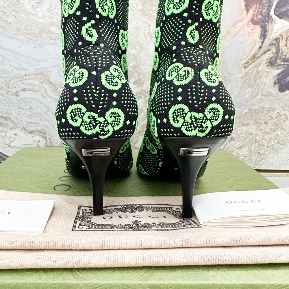 New! Gucci Technical Jersey Knit GG Monogram Square G Ankle Boots - Picture 7 of 9